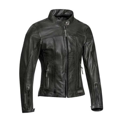 Ixon Ladies Crank Air Black Leather Jacket - Women Specific - Black - Medium - Adult  - SKU:IX100202018100104