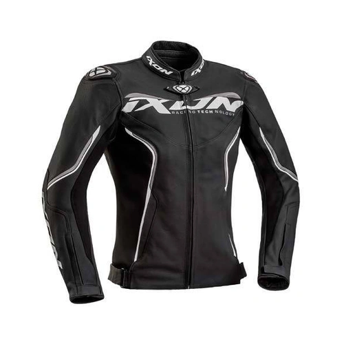 Ixon Womens Trinity Leather Womens Jacket - Black/White/Grey - L - SKU:IX100202020102005