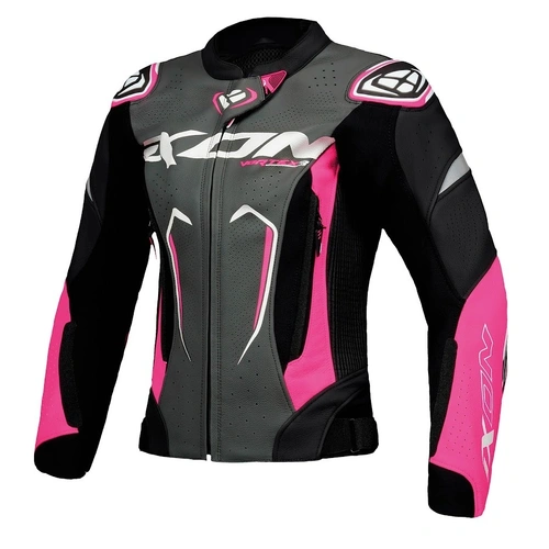 Ixon Vortex 3 Leather Womens Jacket - Black/Pink/White