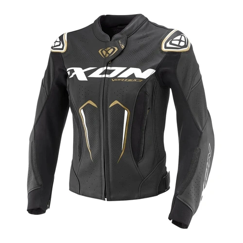 Ixon Vortex 3 Womens Motorcycle Jacket - Black/White/Gold