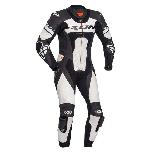Ixon Jackal 1 Piece Leather Suit - Black/White