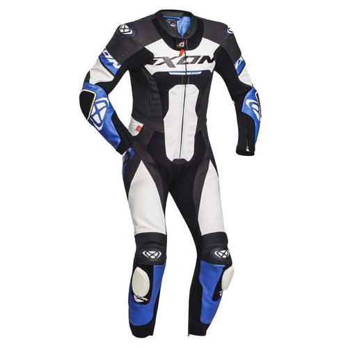 Ixon Jackal 1 Piece Leather Suit - Black/White/Blue