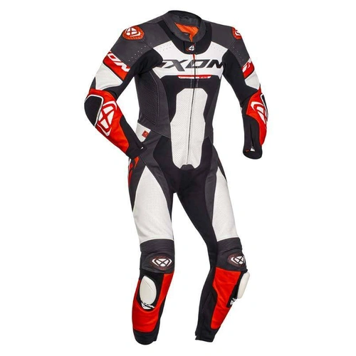 Ixon Jackal 1 Piece Leather Suit - Black/White/Red