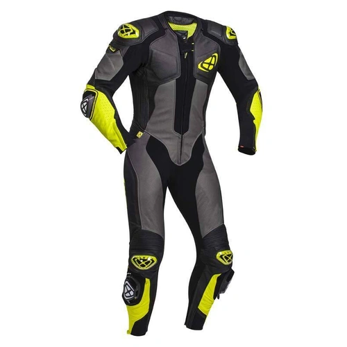 Ixon Vendetta Evo 1 Piece Leather Suit - Black/Anthracite/Yellow - XL - SKU:IX102201024112506