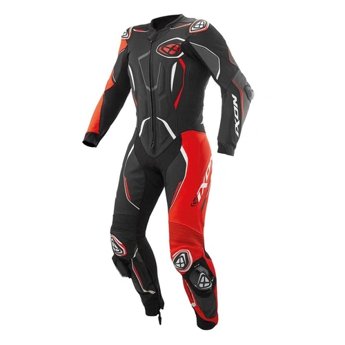 Ixon Demonio 1-Piece Leather Suit - Black/Red/White - M - SKU:IX102201027105904