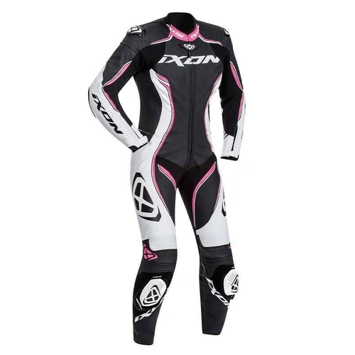 Ixon Vortex 1-Piece Womens Leather Suit - Black/White/Pink - M - SKU:IX102202002101904
