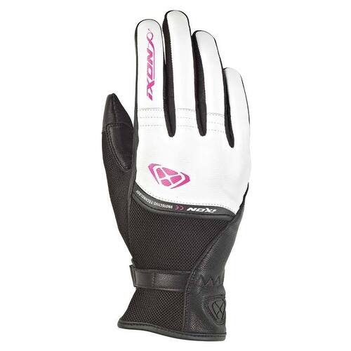 Ixon Ladies RS Shine 2 Black White Pink Gloves - Women Specific - White - X-Small - Adult  - SKU:IX300212009101902