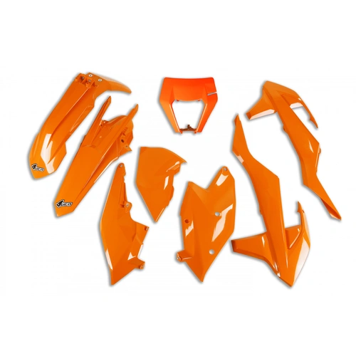 UFO Plastics Kit With Headlight Shroud - KTM EXC 17-19 - Orange