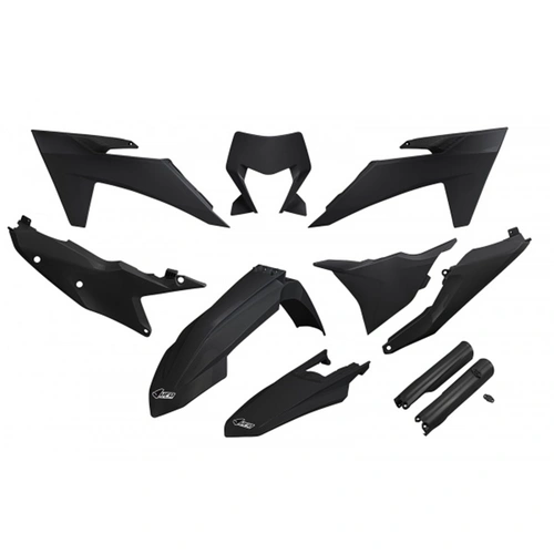 UFO Full Plastics Kit - KTM EXC 150/XC W150/XC W150TPI/EXC 250/XC W250/EXC-F 250/XCF W250/EXC 300/XC W300 24-25 - Black - SKU:KTKIT530FE001