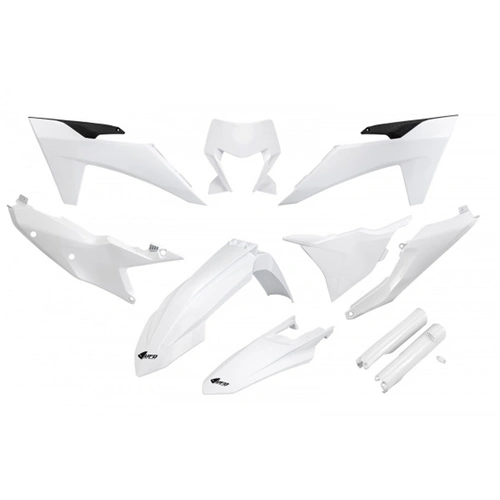 UFO Full Plastics Kit - KTM EXC 150/XC W150/XC W150TPI/EXC 250/XC W250/EXC-F 250/XCF W250/EXC 300/XC 24-25 - White - SKU:KTKIT530FE042