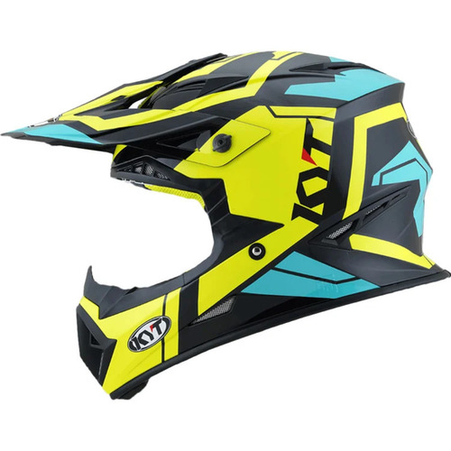 KYT Jump Shot #3 Helmet - Black/Aqua/Yellow - 2XL - SKU:KYSJS000564