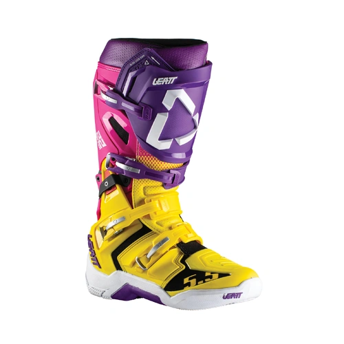 Leatt 5.5 Flexlock United Boots - Yellow/Pink/Purple - 46 - SKU:L3021100104