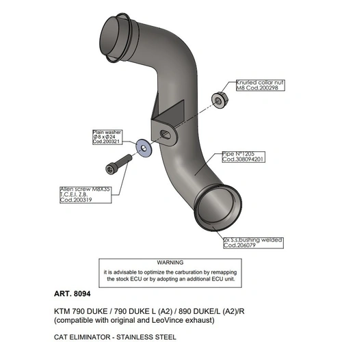Leovince Cat Eliminator (Link Pipe) For Ktm 790 Duke/890 Duke '18-20 - Stainless