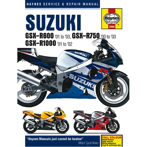 Haynes Repair Manual - Suzuki GSX-R600 01-03/GSX-R750 00-03/GSX-R1000 01-02