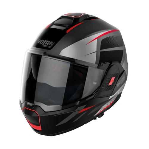 Nolan N120-1 Flip Over Nightlife Helmet - Flat Grey/Black/Red