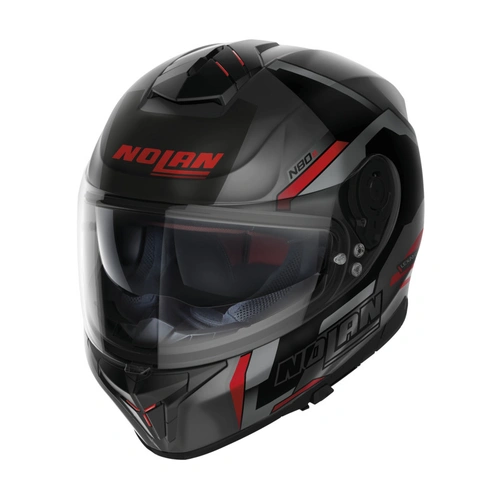 Nolan N80-8 Wanted Helmet - Flat Grey/Black/Red - XS - SKU:NHN80807154