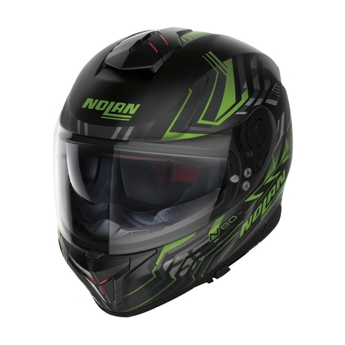 Nolan N80-8 Turbolence Helmet - Flat Black/Green - XS - SKU:NHN80808054