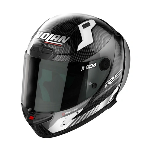 Nolan X-804 RS Hot Lap Helmet - Carbon/White - L - SKU:NHX80401260