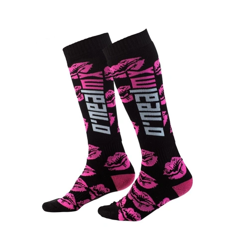 Oneal Womens Pro MX XOXOX Sock - Black/Pink