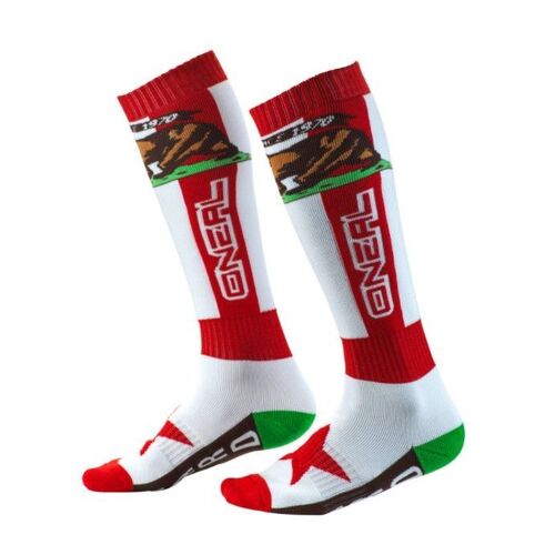 Oneal Pro MX California White Red Socks - SKU:ON0356753