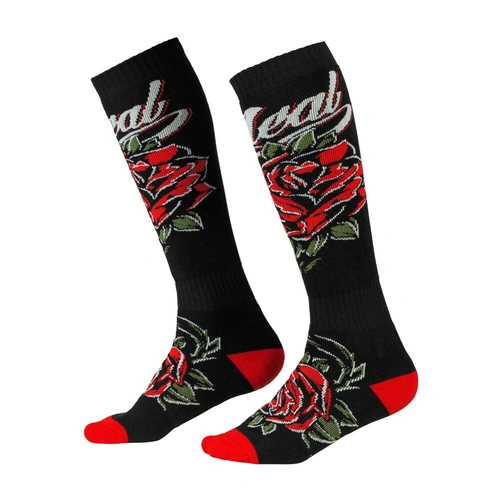 Oneal Pro MX Roses Sock - Black/Red - SKU:ON0356767