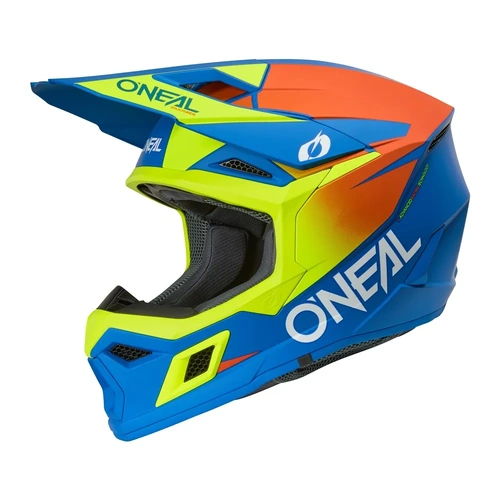 Oneal 2026 3SRS Youth Solid V.26 MX Helmet - Blue/Neon Yellow - M - SKU:ON0625043