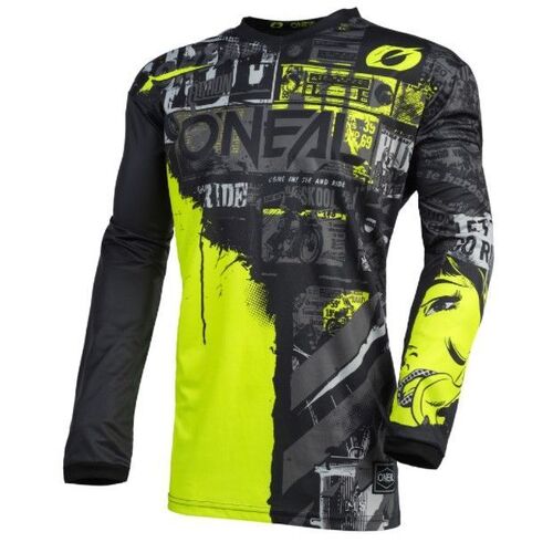 Oneal 2022 Youth Element Ride Black Neon Yellow Jersey - SKU:ONE002541