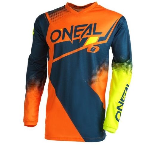 Oneal 2022 Element Racewear V.22 Blue Orange Neon Yellow Jersey