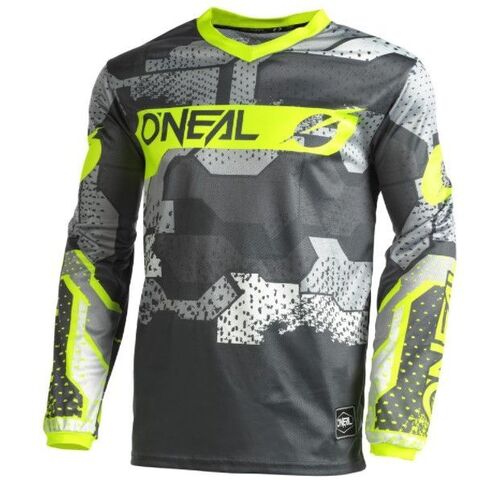 Oneal 2022 Youth Element Camo V.22 Grey Neon Yellow Jersey - SKU:ONE003525