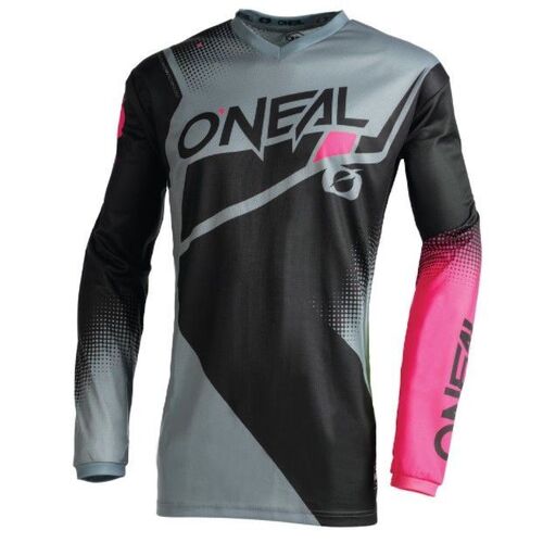Oneal 2022 Womens Element Racewear V.22 Black Grey Pink Jersey - Women Specific - Large - Adult - Black/Grey/Pink - SKU:ONE003704