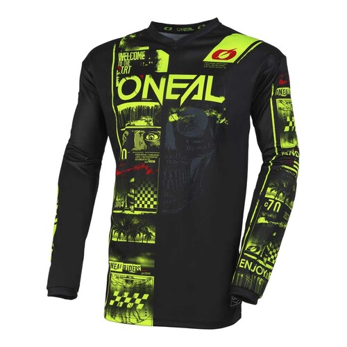 Oneal 2023 Element Attack Black Neon Yellow Jersey - Black - Small - Adult  - SKU:ONE004422