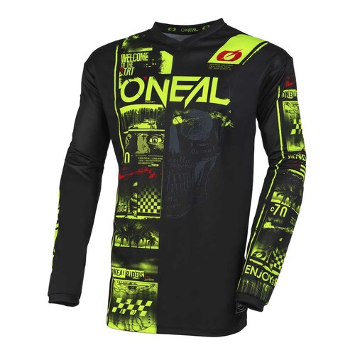 Oneal 2023 Element Attack Black Neon Yellow Jersey - Black - Medium - Adult  - SKU:ONE004423