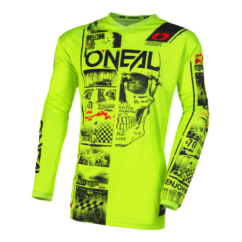 Oneal 2023 Youth Element Attack Neon Yellow Black Jersey - Black - X-Small - Youth  - SKU:ONE004471