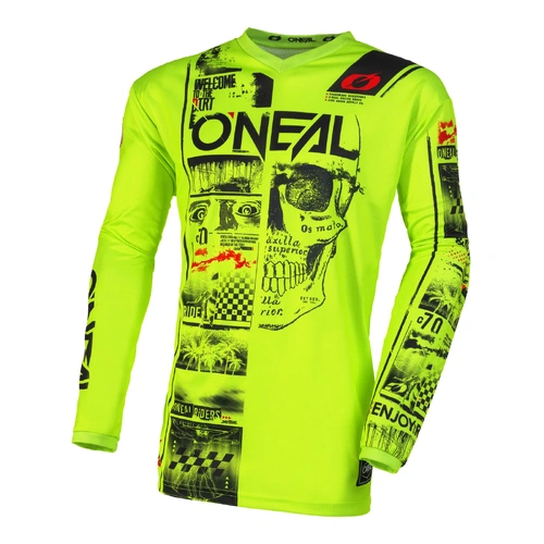 Oneal Youth Element Attack Jersey - Black/Neon Yellow - L - SKU:ONE004474