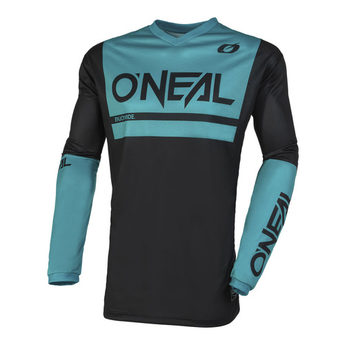 Oneal 2023 Element Threat Air Black Teal Jersey - Black - Small - Adult  - SKU:ONE004532