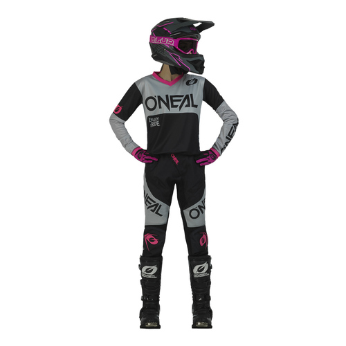 Oneal 2023 Girls Youth Element Racewear Black Pink Jersey - Women Specific - Black - X-Large - Youth  - SKU:ONE004715