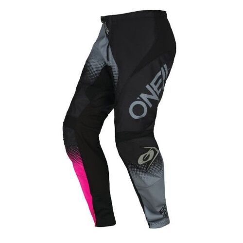 Oneal 2022 Youth Girls Element Racewear V.22 Black Grey Pink Pants - Women Specific - 18 - Youth - Black/Grey/Pink - SKU:ONE021718