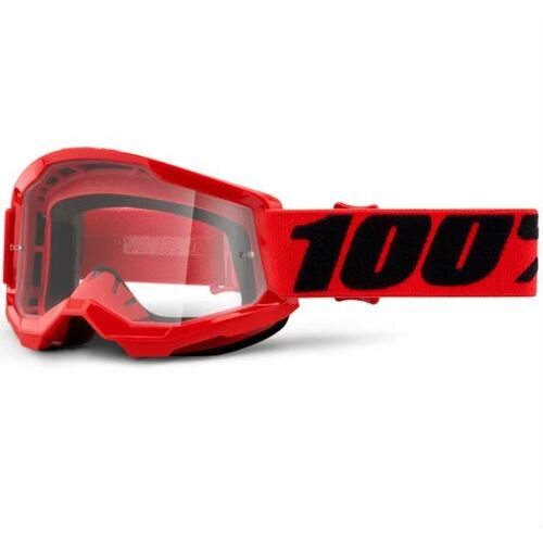 100% Strata2 Youth Red Clear Goggles - SKU:ONE5052110103