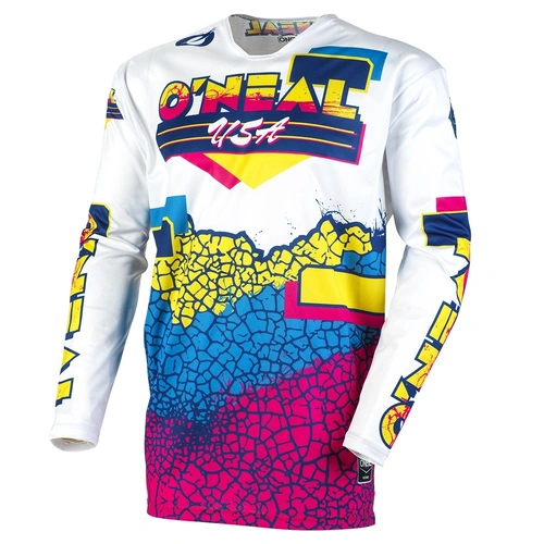 Oneal Mayhem Crackle Jersey - Yellow/White/Blue - S - SKU:ONM001302