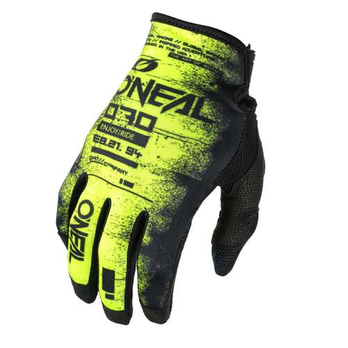 Oneal 24 Youth Mayhem Scarz V.24 Gloves - Black/Neon Yellow - XS - SKU:ONM030041