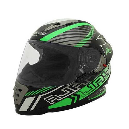 Rjays Spartan Superbike Helmet - White/Black/Green - XS - SKU:RJH76GR2