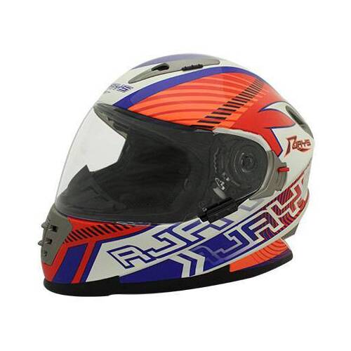 Rjays Spartan Superbike White Red Blue Helmet