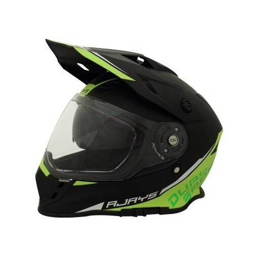 Rjays Dakar II Matte Black Hi Viz Helmet - Black - Small - Adult  - SKU:RJH86MBHV3