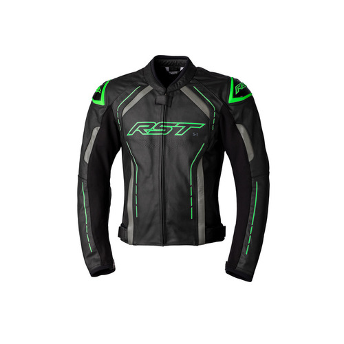 RST S-1 CE Leather Jacket - Black/Grey/Neon Green - 52 - SKU:RSJL297782152