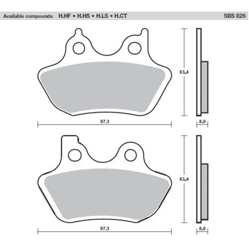 SBS 826h.CT Front/Rear Brake Pads (Carbon Street American V-Twin)