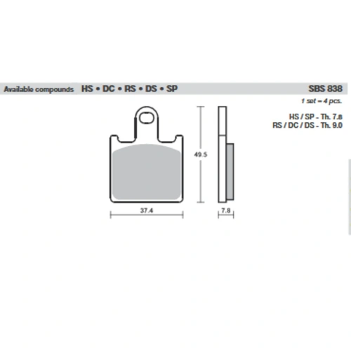 SBS 838Dc Front Pads - Dual Carbon Race (Race Use Only)