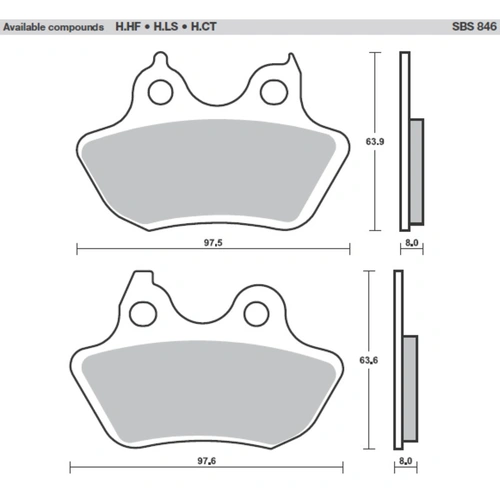 SBS 846H.Ct Front/Rear Pads - Carbon Street American V-Twin