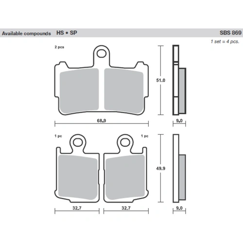 SBS 869Hs Front Pads - Sinter Street