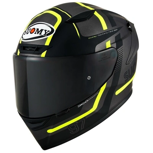 Suomy Track-1 E06 Ninety Seven Helmet - Gunmetal/Yellow - XS - SKU:SUK6T1001354