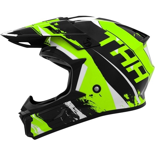 THH T710X Rage Helmet - Black/Green - L - SKU:THH130BKGN5